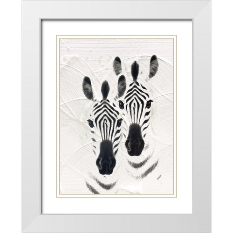 Zebras White Modern Wood Framed Art Print with Double Matting by Sommers, Mindy