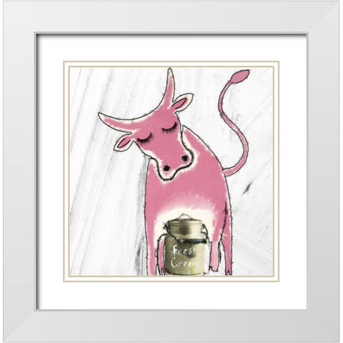 Pink Cow White Modern Wood Framed Art Print with Double Matting by Sommers, Mindy