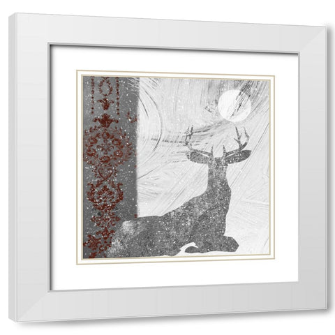 Silver Deer White Modern Wood Framed Art Print with Double Matting by Sommers, Mindy