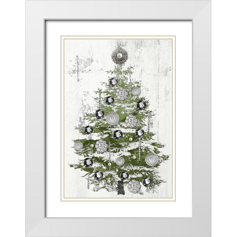 Jeweled Christmas White Modern Wood Framed Art Print with Double Matting by Sommers, Mindy