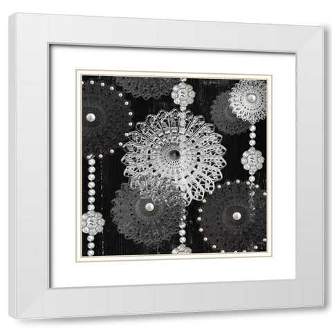 Filigree Snowflakes White Modern Wood Framed Art Print with Double Matting by Sommers, Mindy