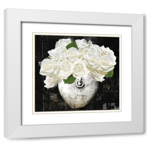 December Roses White Modern Wood Framed Art Print with Double Matting by Sommers, Mindy