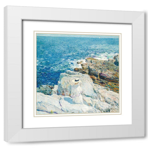 The South Ledges, Appledore  White Modern Wood Framed Art Print with Double Matting by Childe Hassam, Frederick