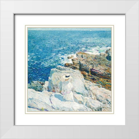 The South Ledges, Appledore  White Modern Wood Framed Art Print with Double Matting by Childe Hassam, Frederick