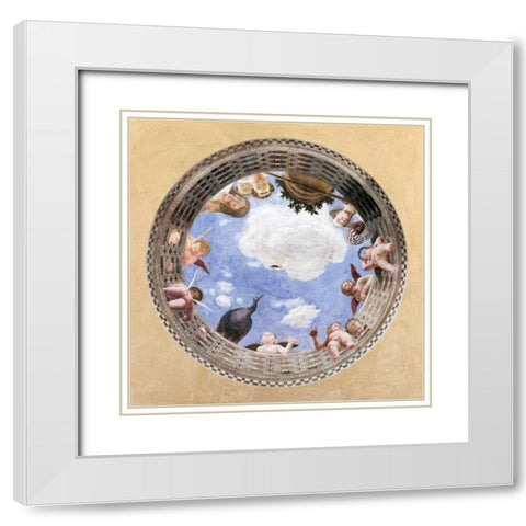 Camera degli sposi White Modern Wood Framed Art Print with Double Matting by Mantegna, Andrea