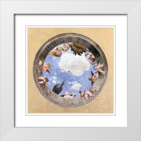 Camera degli sposi White Modern Wood Framed Art Print with Double Matting by Mantegna, Andrea