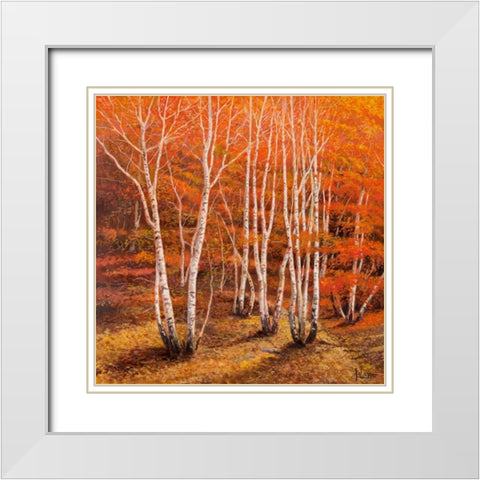 Bosco di betulle II White Modern Wood Framed Art Print with Double Matting by Galasso, Adriano