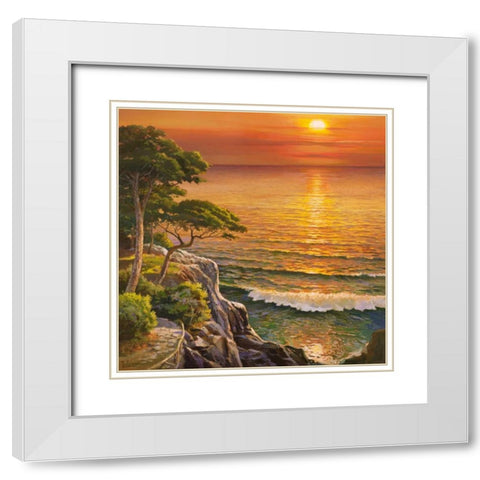 Tramonto sul Mediterraneo White Modern Wood Framed Art Print with Double Matting by Galasso, Adriano