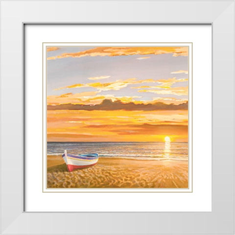 Tramonto sulla battigia (detail) White Modern Wood Framed Art Print with Double Matting by Galasso, Adriano