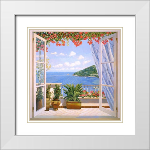 Finestra sul mare White Modern Wood Framed Art Print with Double Matting by Del Missier, Andrea