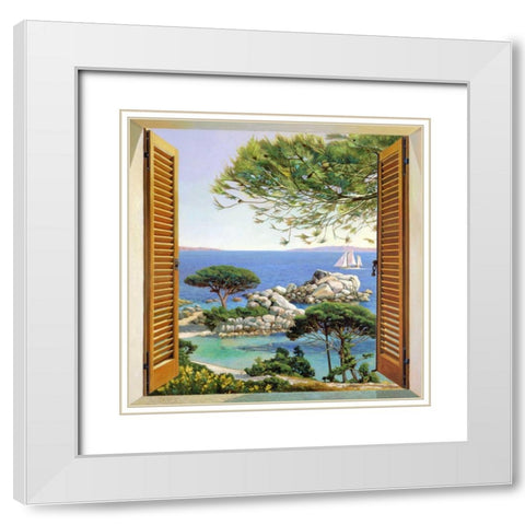 Finestra sul Mediterraneo White Modern Wood Framed Art Print with Double Matting by Del Missier, Andrea