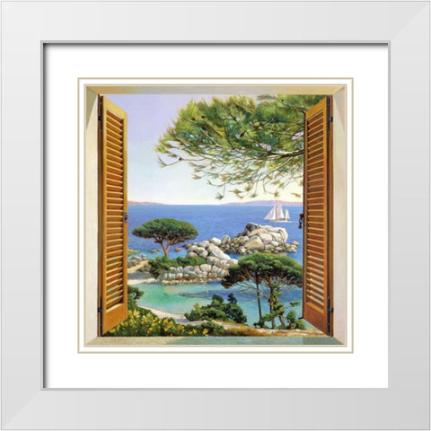 Finestra sul Mediterraneo White Modern Wood Framed Art Print with Double Matting by Del Missier, Andrea