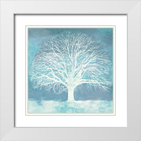 Aqua Oak White Modern Wood Framed Art Print with Double Matting by Aprile, Alessio