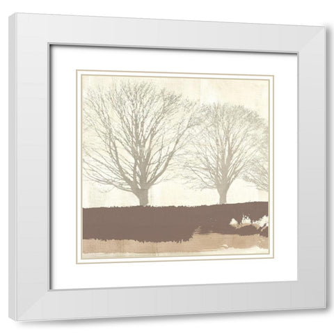 Tree Lines Neutral White Modern Wood Framed Art Print with Double Matting by Alessio, Aprile