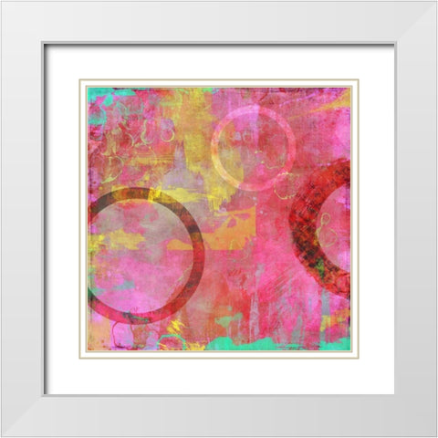 Circle Carnival I White Modern Wood Framed Art Print with Double Matting by King, Amber