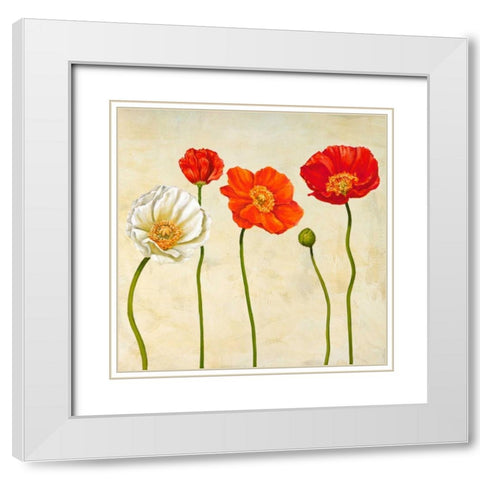 Coquelicots White Modern Wood Framed Art Print with Double Matting by Ann, Cynthia