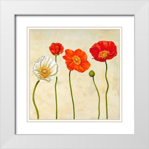 Coquelicots White Modern Wood Framed Art Print with Double Matting by Ann, Cynthia