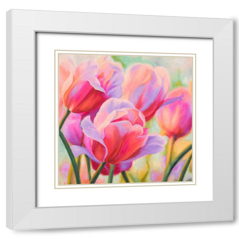 Tulips in Wonderland I White Modern Wood Framed Art Print with Double Matting by Ann, Cynthia