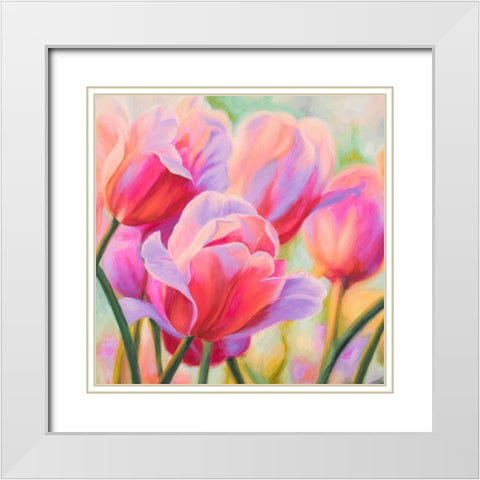Tulips in Wonderland I White Modern Wood Framed Art Print with Double Matting by Ann, Cynthia