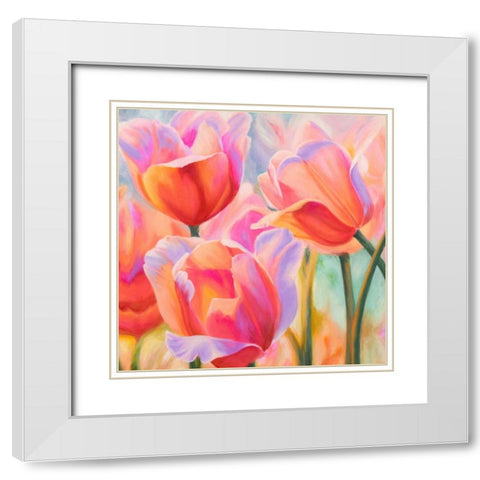 Tulips in Wonderland II White Modern Wood Framed Art Print with Double Matting by Ann, Cynthia