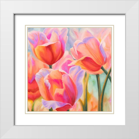 Tulips in Wonderland II White Modern Wood Framed Art Print with Double Matting by Ann, Cynthia