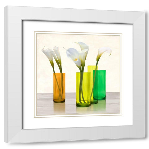 Callas in crystal vases I (detail) White Modern Wood Framed Art Print with Double Matting by Cynthia, Ann
