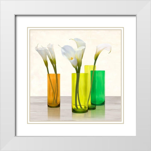 Callas in crystal vases I (detail) White Modern Wood Framed Art Print with Double Matting by Cynthia, Ann