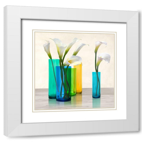 Callas in crystal vases II (detail) White Modern Wood Framed Art Print with Double Matting by Cynthia, Ann