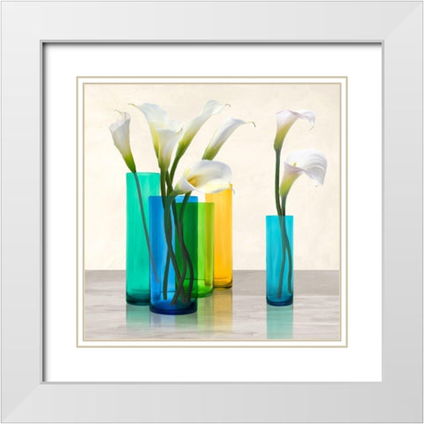Callas in crystal vases II (detail) White Modern Wood Framed Art Print with Double Matting by Cynthia, Ann
