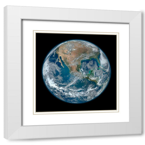 Earth White Modern Wood Framed Art Print with Double Matting by Nasa