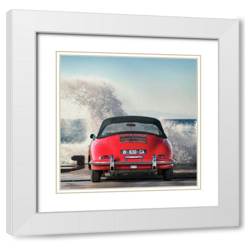 Ocean Waves breaking on Vintage Beauties (detail 1) White Modern Wood Framed Art Print with Double Matting by Gasoline Images