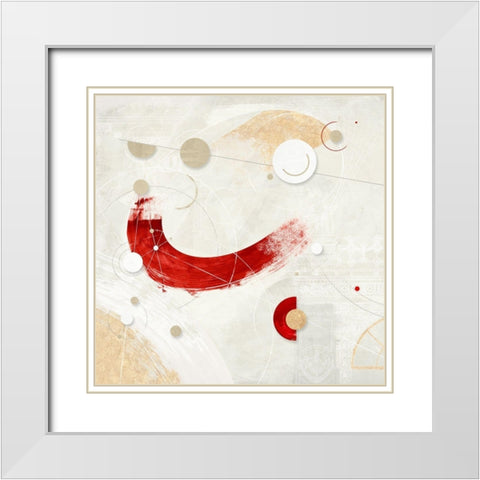 Galassia no 3 - Rosso White Modern Wood Framed Art Print with Double Matting by Armenti, Arturo
