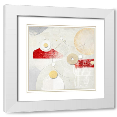 Galassia no 4 - Rosso White Modern Wood Framed Art Print with Double Matting by Armenti, Arturo