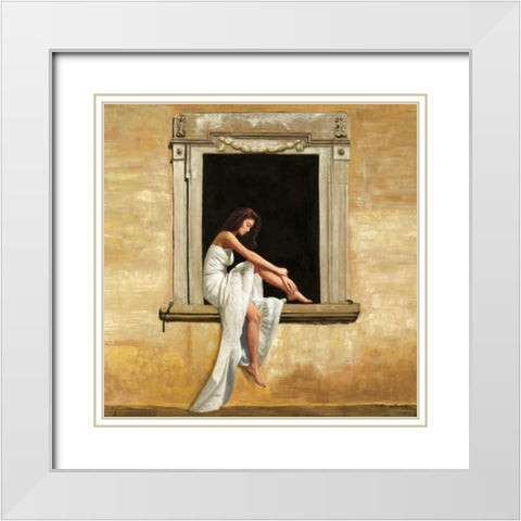 Italian Afternoon White Modern Wood Framed Art Print with Double Matting by Benson, Pierre