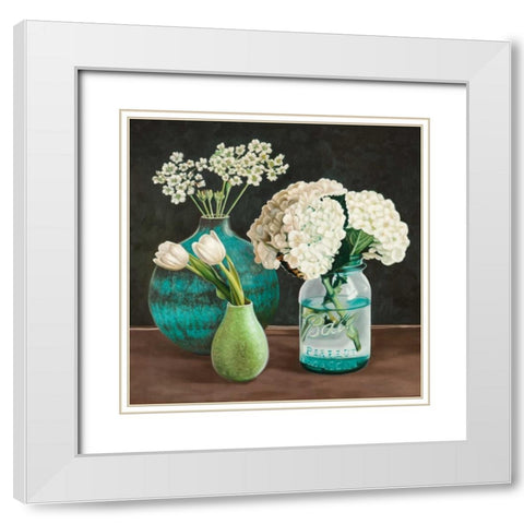 Petit Fleuriste I White Modern Wood Framed Art Print with Double Matting by Benson, Pierre