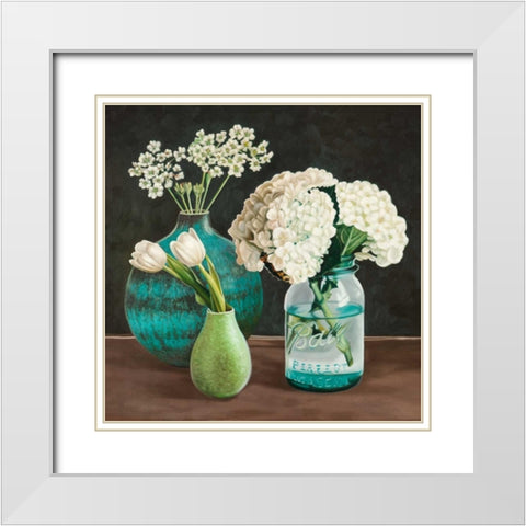 Petit Fleuriste I White Modern Wood Framed Art Print with Double Matting by Benson, Pierre