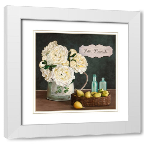 Petit Fleuriste II White Modern Wood Framed Art Print with Double Matting by Benson, Pierre