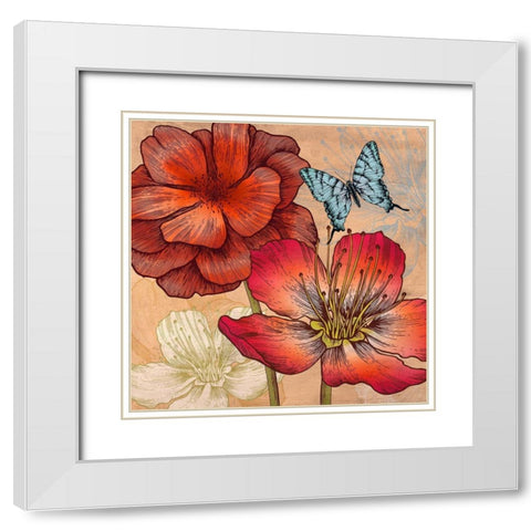 Flowers and Butterflies (detail) White Modern Wood Framed Art Print with Double Matting by Grant, Eve C.