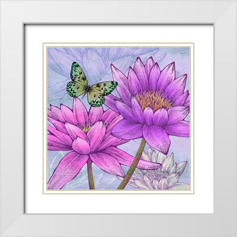 Nympheas and Butterflies (detail) White Modern Wood Framed Art Print with Double Matting by Grant, Eve C.