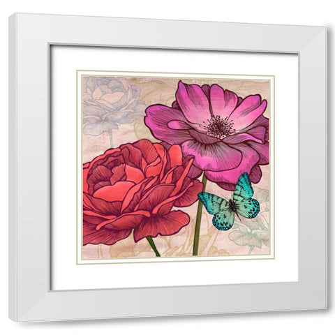 Roses and Butterflies (detail) White Modern Wood Framed Art Print with Double Matting by Grant, Eve C.