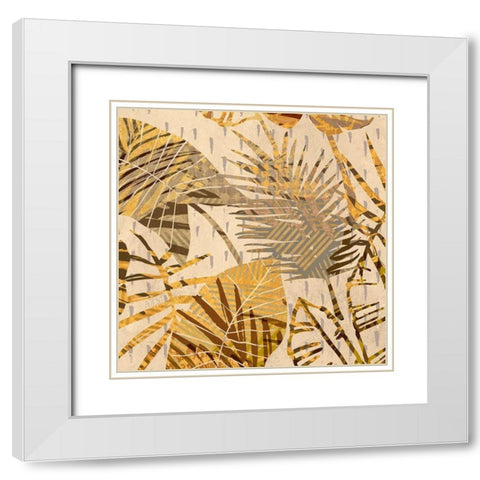 Palm Festoon Gold I White Modern Wood Framed Art Print with Double Matting by Grant, Eve C.