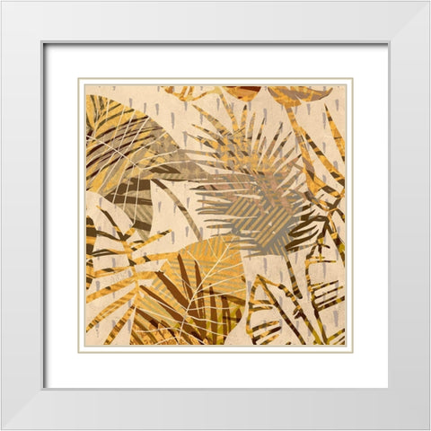 Palm Festoon Gold I White Modern Wood Framed Art Print with Double Matting by Grant, Eve C.