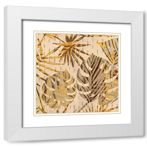 Palm Festoon Gold II White Modern Wood Framed Art Print with Double Matting by Grant, Eve C.