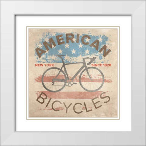American Bikes White Modern Wood Framed Art Print with Double Matting by Teller, Skip