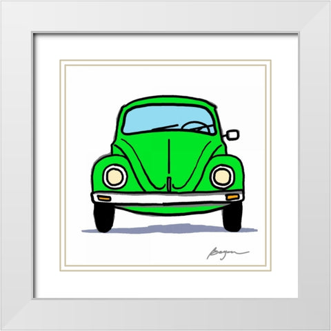Green Bug White Modern Wood Framed Art Print with Double Matting by Beyon, Carlos