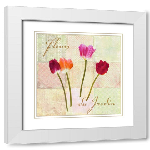 Fleurs du Jardin White Modern Wood Framed Art Print with Double Matting by Dellal, Remy