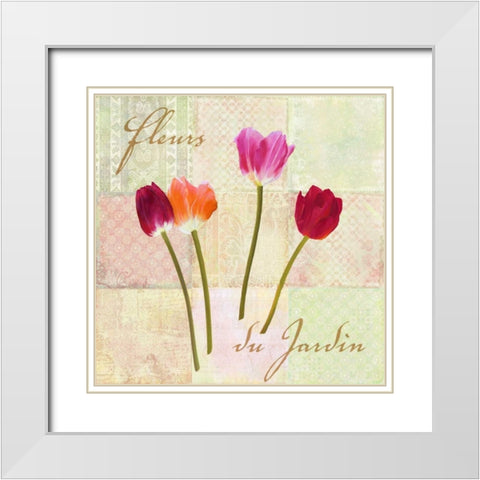 Fleurs du Jardin White Modern Wood Framed Art Print with Double Matting by Dellal, Remy