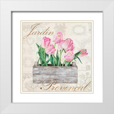 Jardin Provencal White Modern Wood Framed Art Print with Double Matting by Dellal, Remy