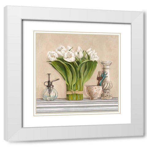 Memoires du jardin II White Modern Wood Framed Art Print with Double Matting by Dellal, Remy