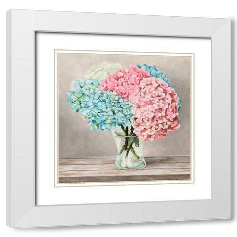Fleurs et Vases Blanc II White Modern Wood Framed Art Print with Double Matting by Dellal, Remy